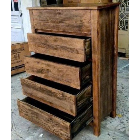 Dark Walnut Oil : Tủ Gỗ Sồi 05 Ngăn Kéo Đứng